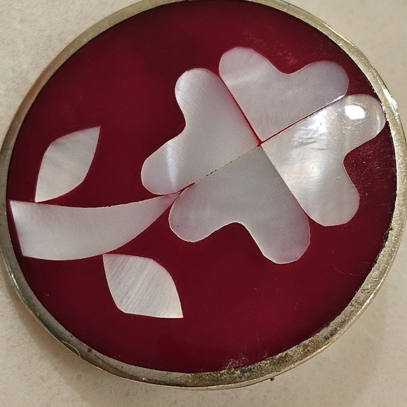 Jewelry - Vintage Mexican Alpaca & Mother of Pearl Brooch/pendant